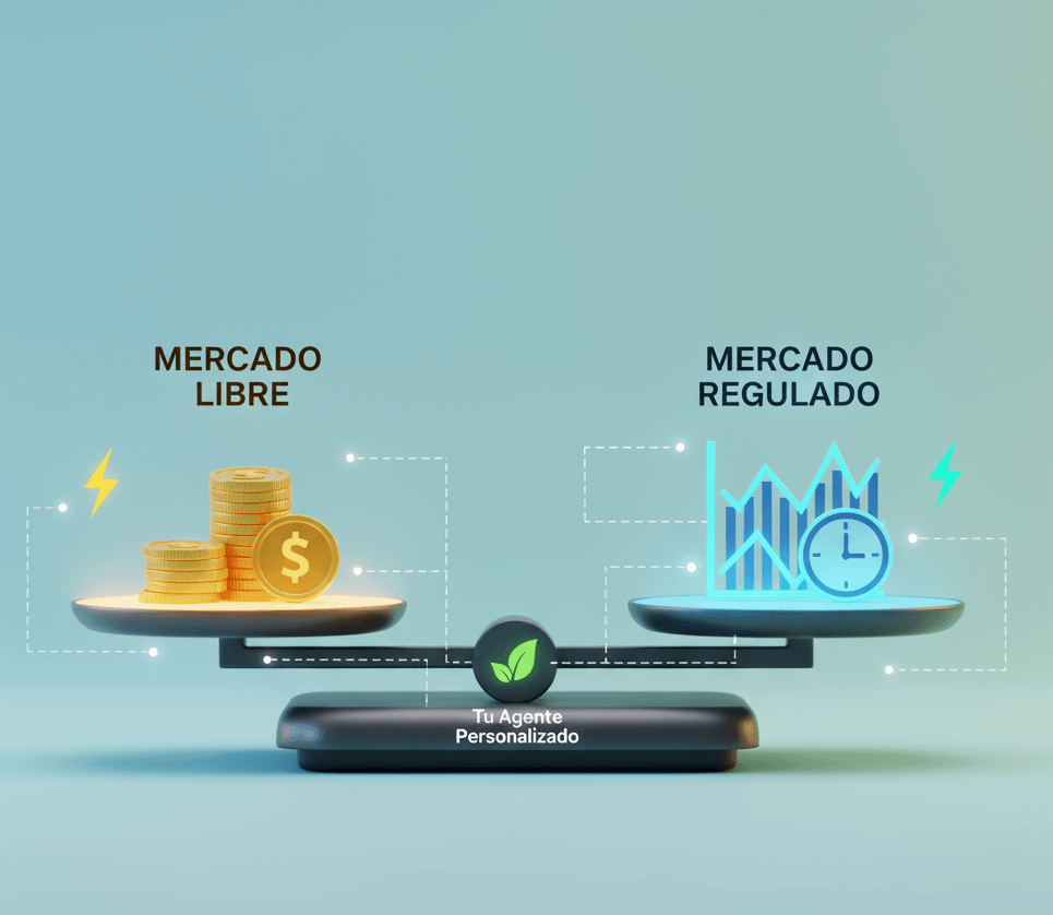 Balanza equilibrando Mercado Libre y Regulado