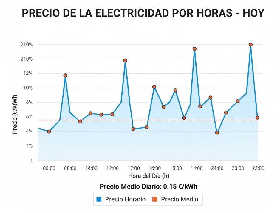 Gráfico de precios de la energía en España