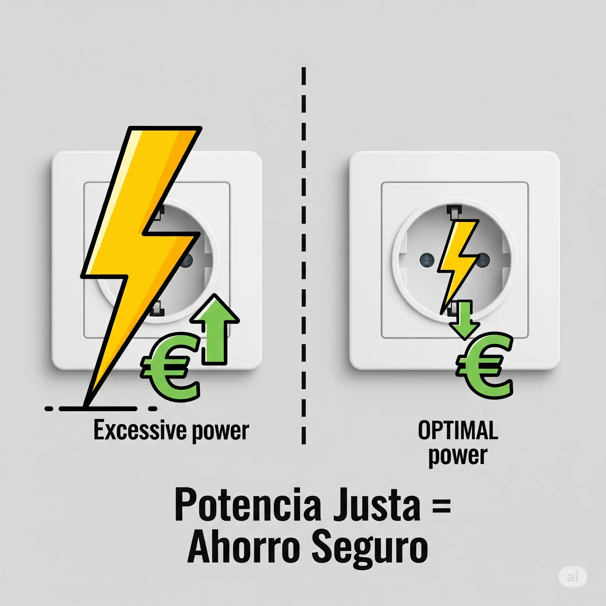 Enchufe conectado a la pared con un icono de rayo