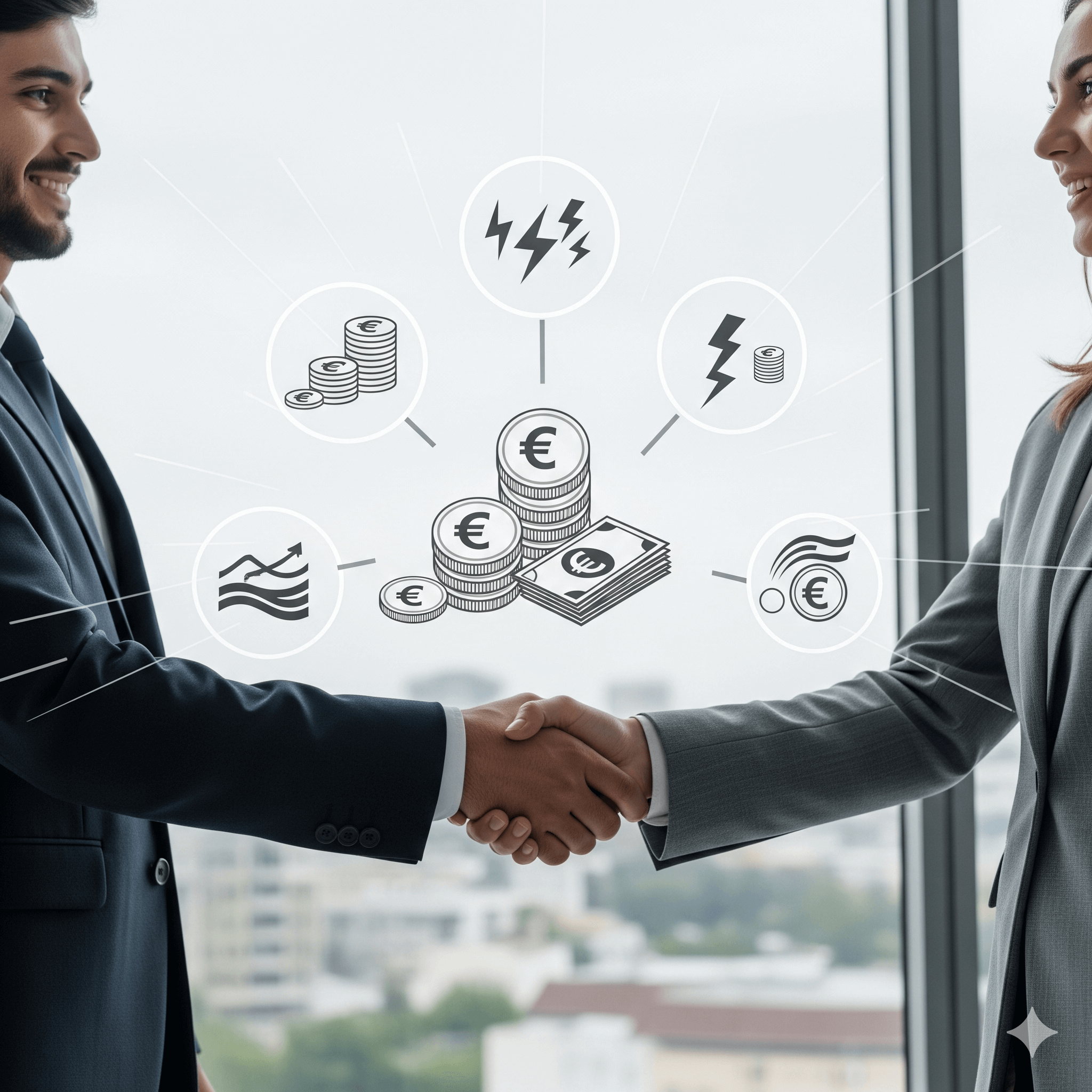 Dos personas dándose la mano en señal de acuerdo